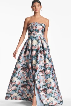 Sachin & Babi Plus Sizes|Strapless<Brielle Gown - Ice Blue Garden Icebluegarden