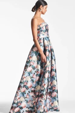 Sachin & Babi Plus Sizes|Strapless<Brielle Gown - Ice Blue Garden Icebluegarden