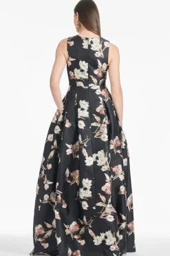 Sachin & Babi Plus Sizes|Sleeveless<Brooke Gown - Black Venetia Petal Blackvenetiapetal