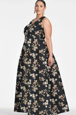 Sachin & Babi Plus Sizes|Sleeveless<Brooke Gown - Black Venetia Petal Blackvenetiapetal