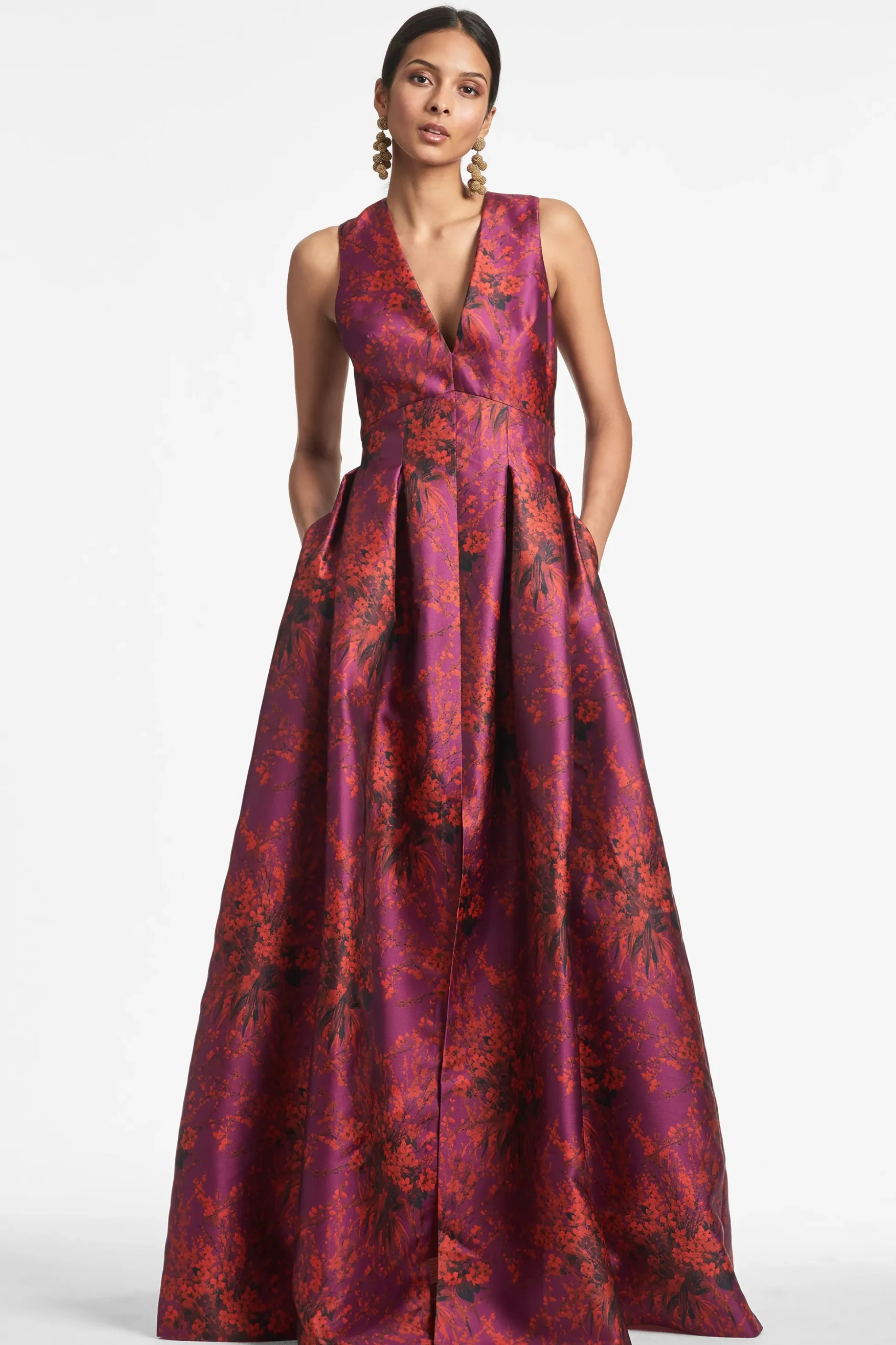 Sachin & Babi Plus Sizes|Sleeveless<Brooke Gown - Raspberry Bouquet Multi Raspberrybouquetmulti
