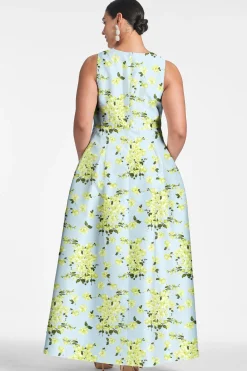 Sachin & Babi Plus Sizes|Sleeveless<Brooke Gown - Sky Citrine Floral Skycitrinefloral