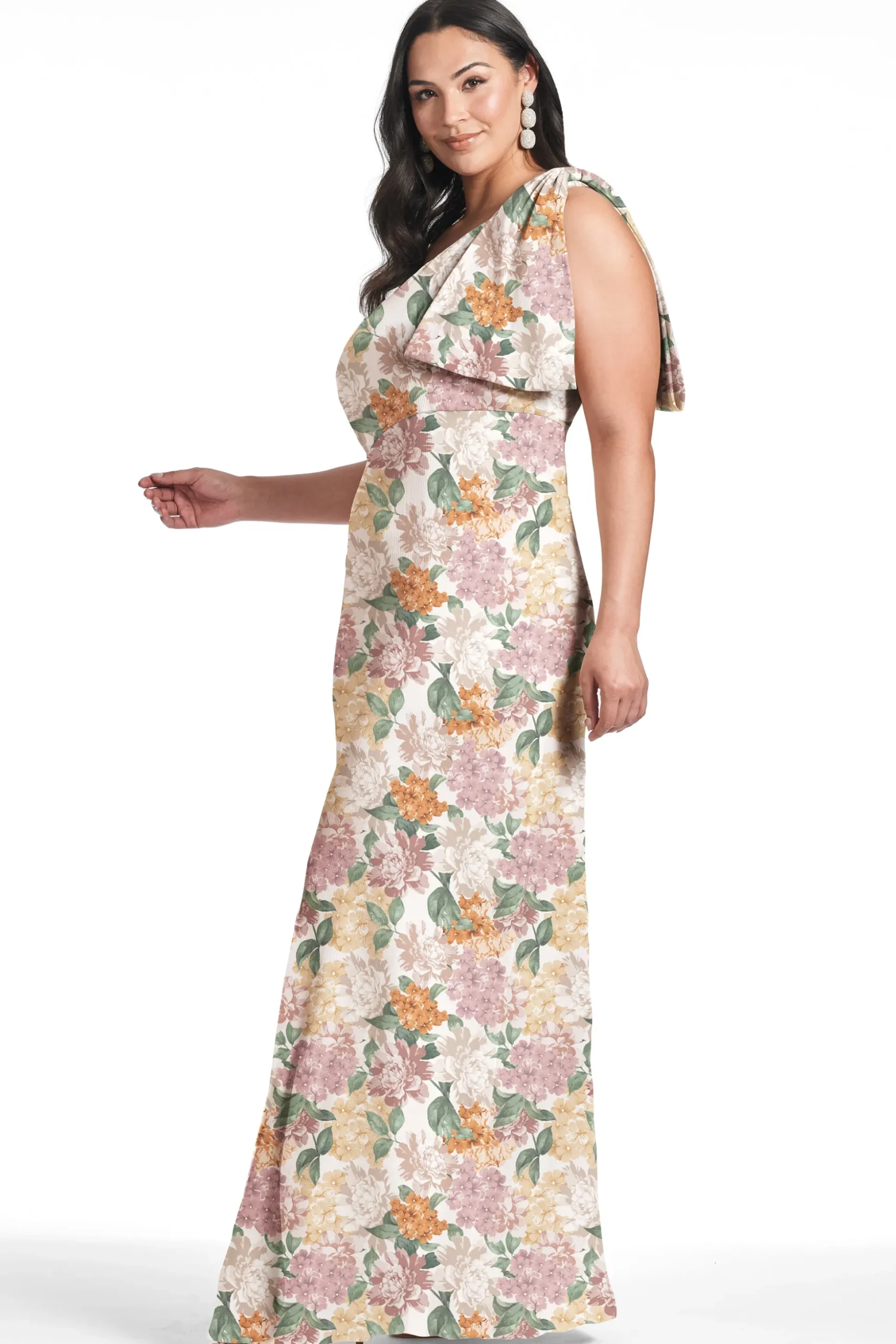 Sachin & Babi Plus Sizes|One Shoulder<Chelsea Gown - Antique Bouquet Antiquebouquet