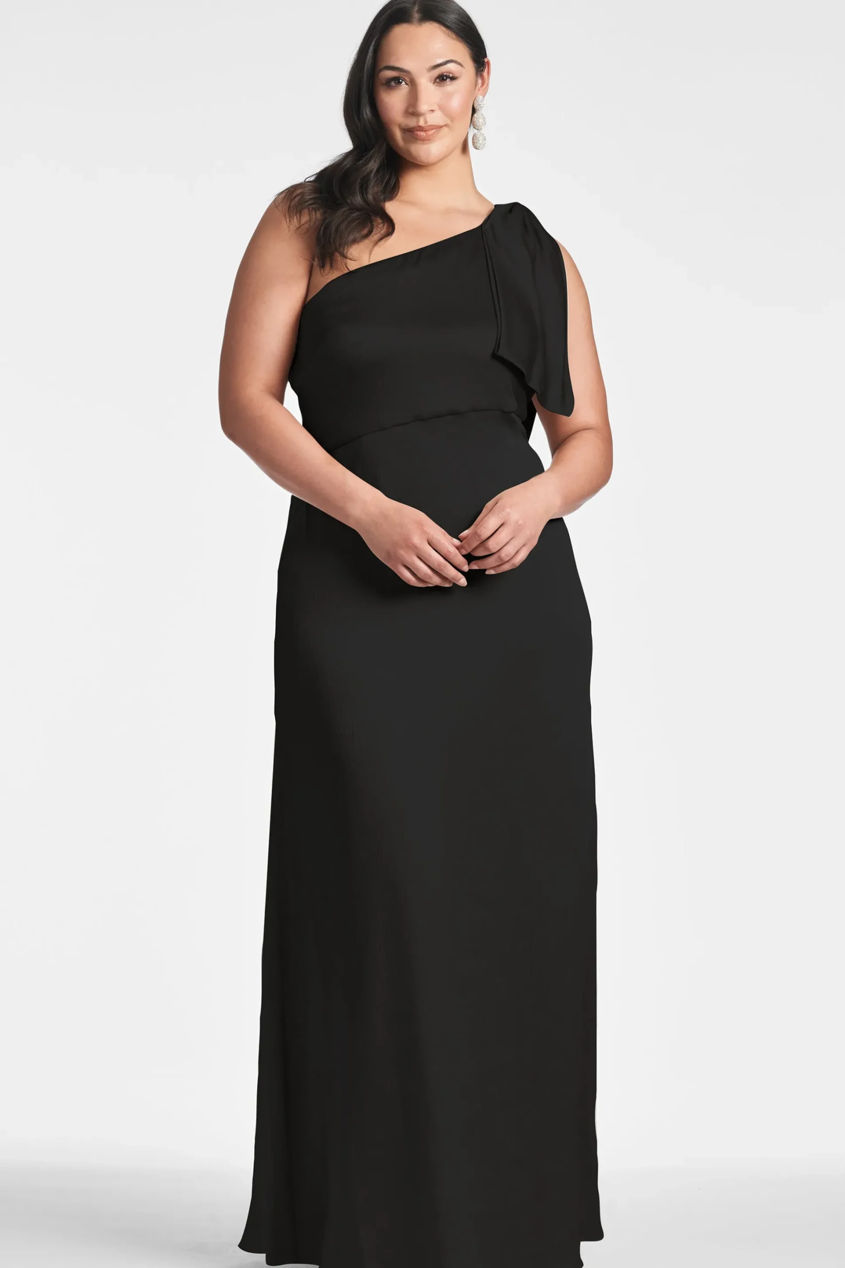 Sachin & Babi Plus Sizes|One Shoulder<Chelsea Gown - Black