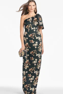 Sachin & Babi Plus Sizes|One Shoulder<Chelsea Gown - Black Venetia Petal Blackvenetiapetal