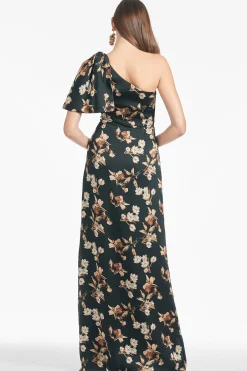 Sachin & Babi Plus Sizes|One Shoulder<Chelsea Gown - Black Venetia Petal Blackvenetiapetal