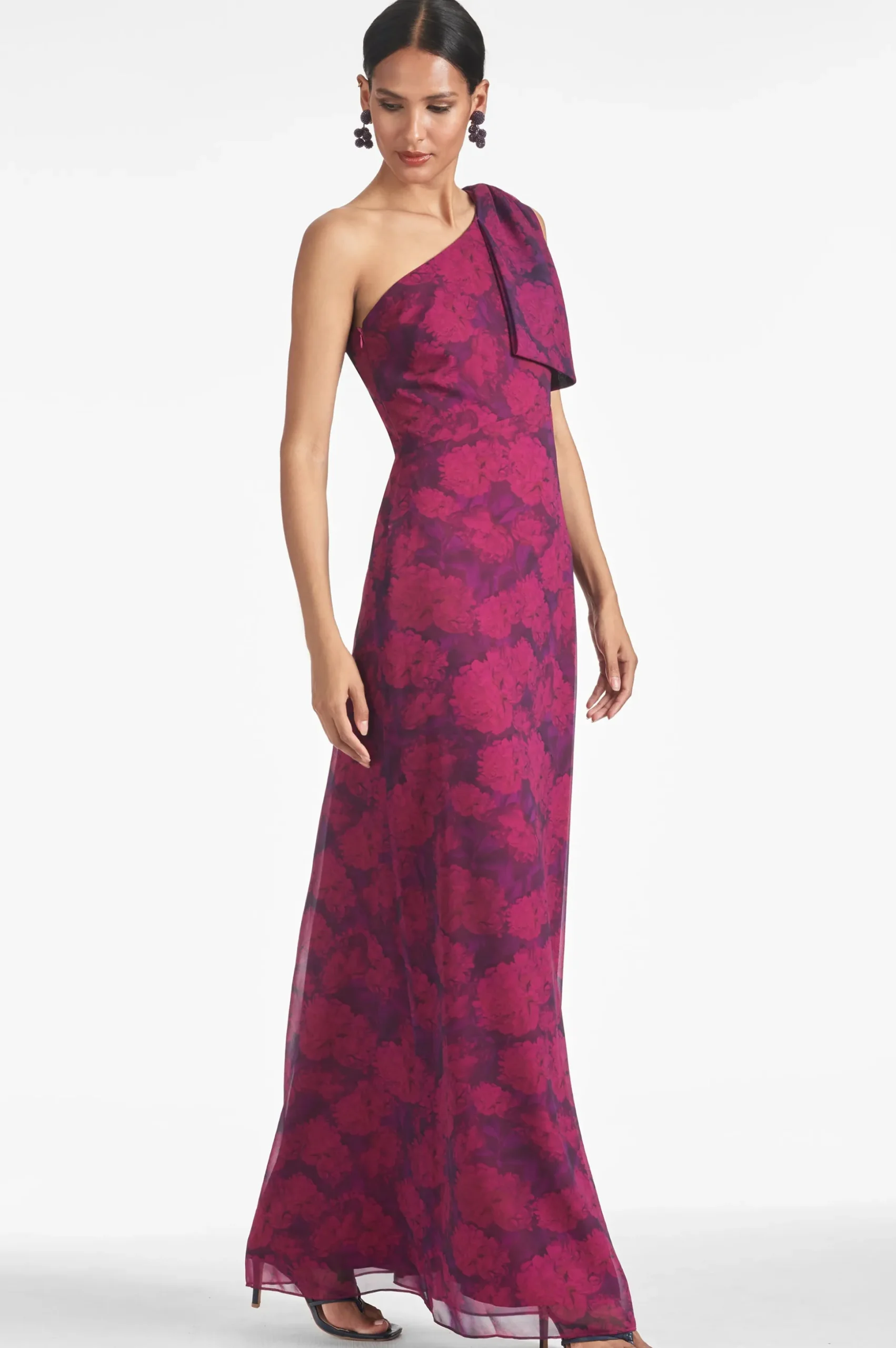 Sachin & Babi Plus Sizes|One Shoulder<Chelsea Gown - Magenta Bloom Magentabloom