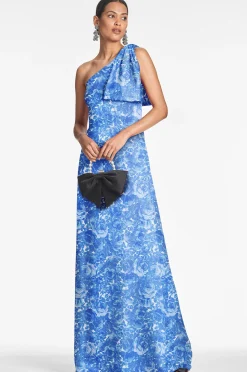 Sachin & Babi Plus Sizes|One Shoulder<Chelsea Gown - Mediterranean Blooms Mediterraneanblooms