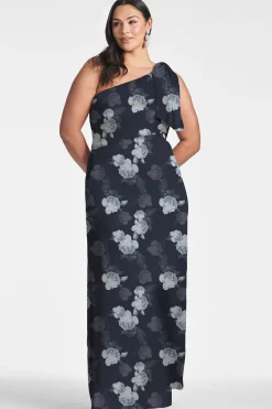 Sachin & Babi Plus Sizes|One Shoulder<Chelsea Gown - Midnight Glacial Rose Midnightglacialrose