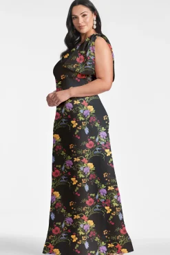 Sachin & Babi Plus Sizes|One Shoulder<Chelsea Gown - Noir Wildflower Noirwildflower