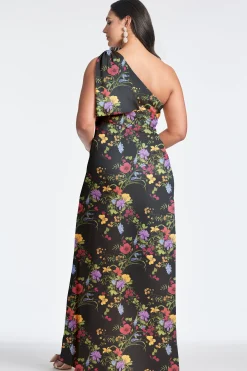 Sachin & Babi Plus Sizes|One Shoulder<Chelsea Gown - Noir Wildflower Noirwildflower