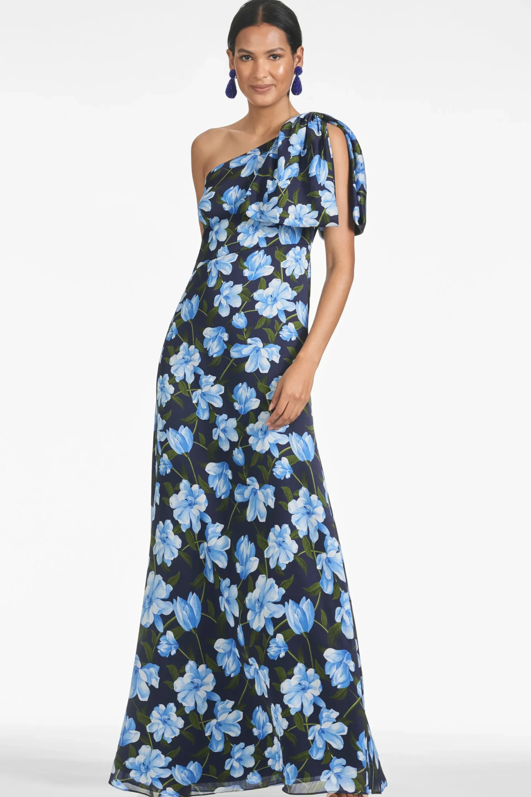 Sachin & Babi Plus Sizes|One Shoulder<Chelsea Gown - Ocean Blue Magnolia Oceanbluemagnolia