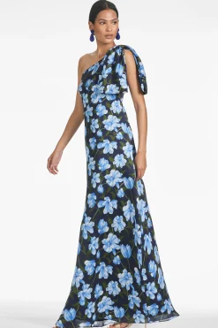 Sachin & Babi Plus Sizes|One Shoulder<Chelsea Gown - Ocean Blue Magnolia Oceanbluemagnolia