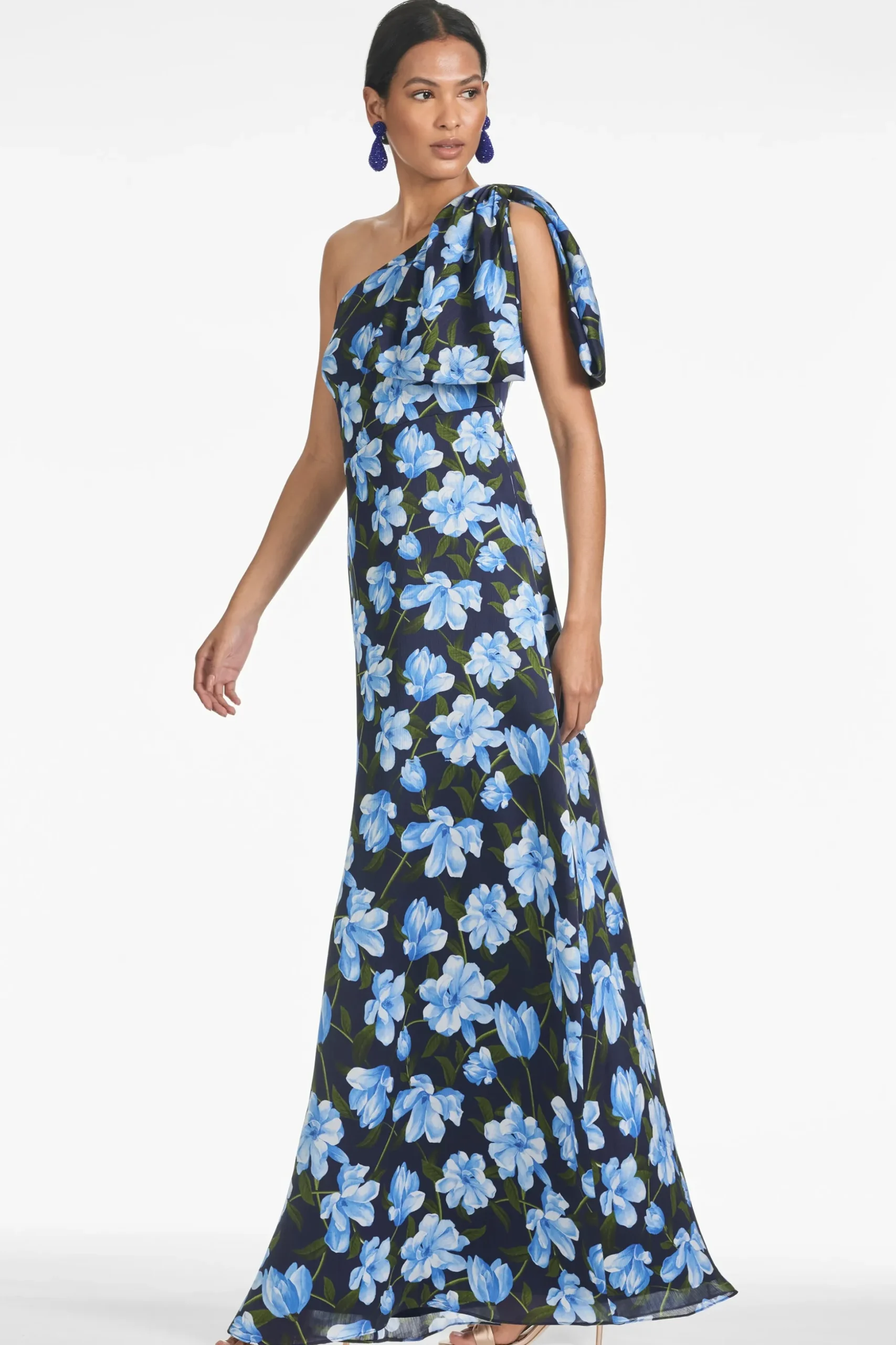 Sachin & Babi Plus Sizes|One Shoulder<Chelsea Gown - Ocean Blue Magnolia Oceanbluemagnolia