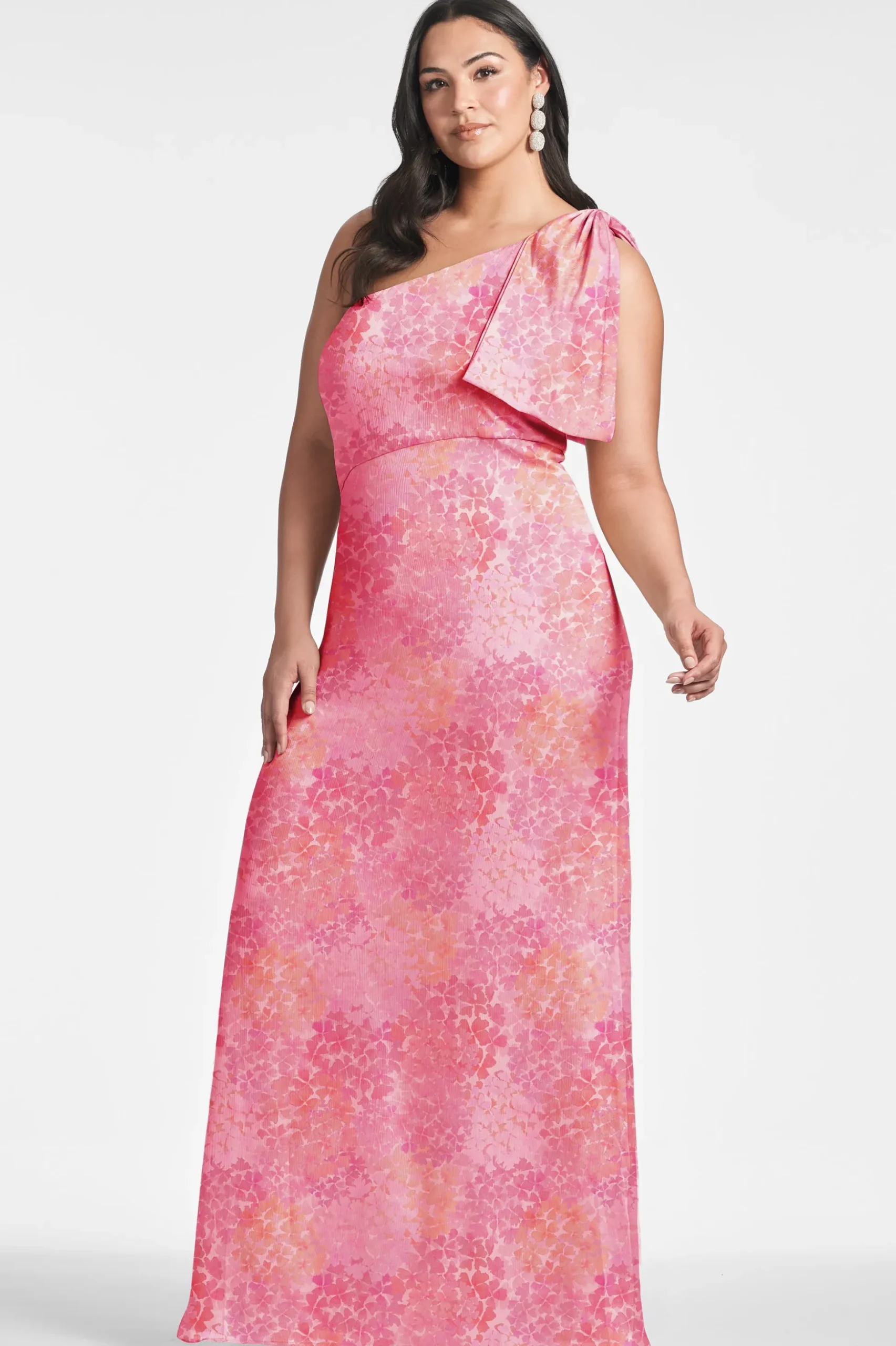 Sachin & Babi Plus Sizes|One Shoulder<Chelsea Gown - Pastel Sunset Hydrangea Pastelsunsethydrangea