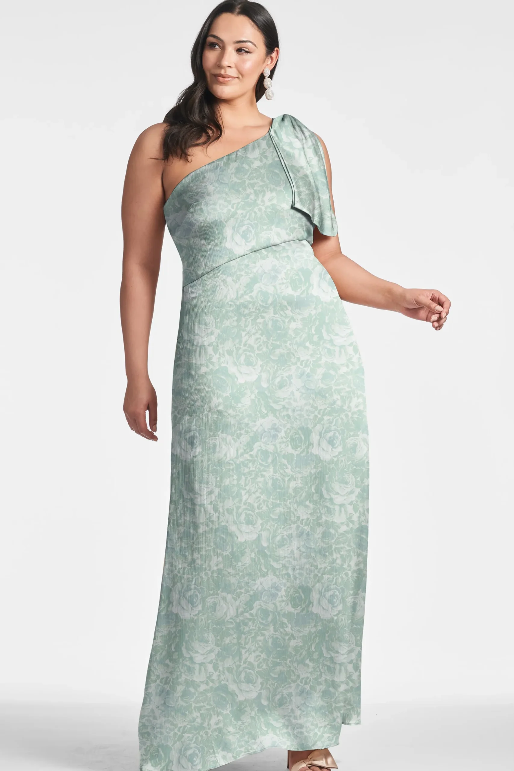 Sachin & Babi One Shoulder<Chelsea Gown - Sage Painted Floral Sagepaintedfloral