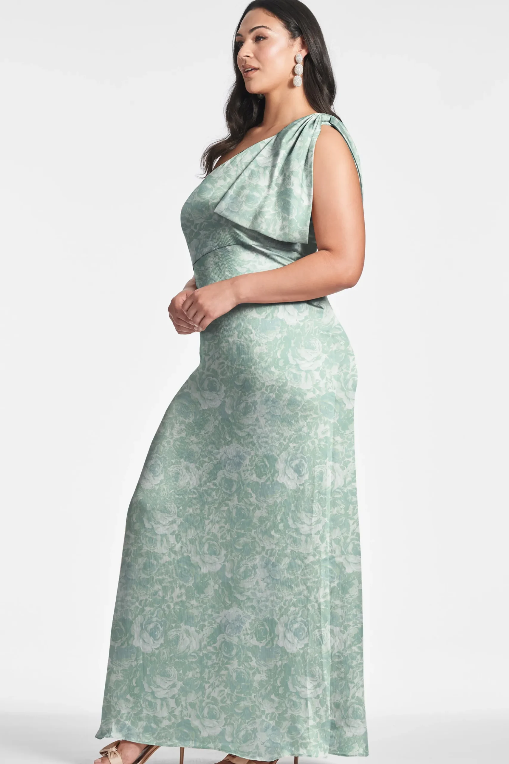 Sachin & Babi One Shoulder<Chelsea Gown - Sage Painted Floral Sagepaintedfloral