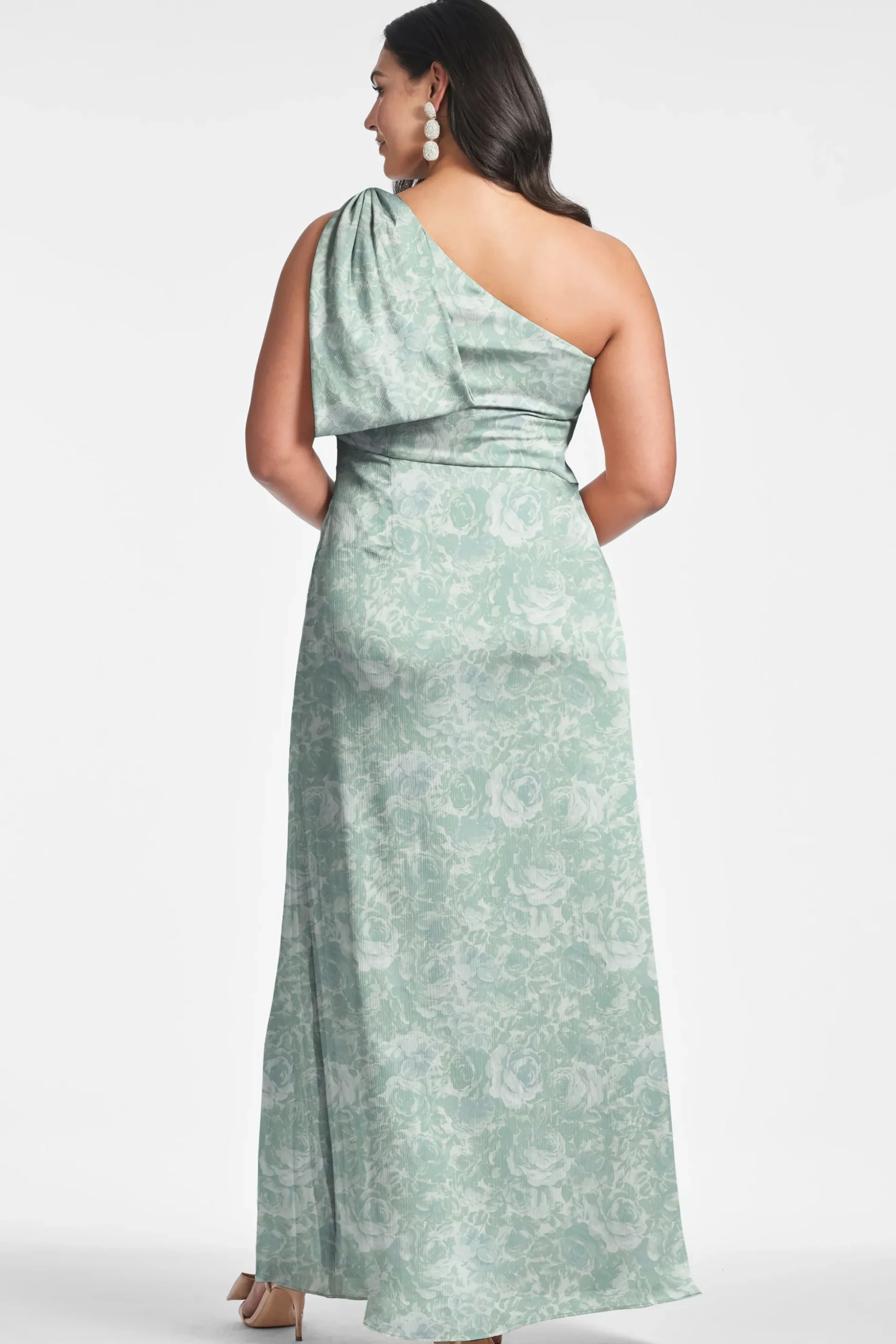 Sachin & Babi One Shoulder<Chelsea Gown - Sage Painted Floral Sagepaintedfloral