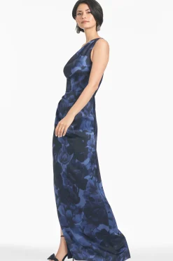 Sachin & Babi One Shoulder<Delancy Gown - Deep Ocean Bouquet Deepoceanbouquet