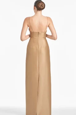 Sachin & Babi Sleeveless<Embellished Pryce Gown - Chestnut Gold Chestnutgold