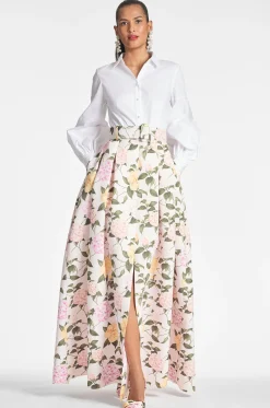 Sachin & Babi Plus Sizes|Long Sleeve<Florence Gown - White/Pink Lemonade Bouquet White/pinklemonadebouquet