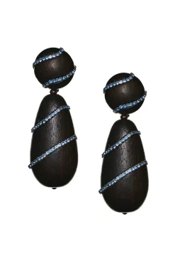 Sachin & Babi Earrings<Hudson Earrings - Wood / Crystals Robleswood&iceblue