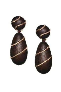 Sachin & Babi Earrings<Hudson Earrings - Wood / Crystals Robleswood&iceblue