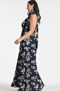 Sachin & Babi Plus Sizes|Sleeveless<Kayla Gown - Navy Venetia Petal Navyvenetiapetal