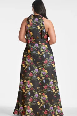 Sachin & Babi Plus Sizes|Sleeveless<Kayla Gown - Noir Wildflower Noirwildflower
