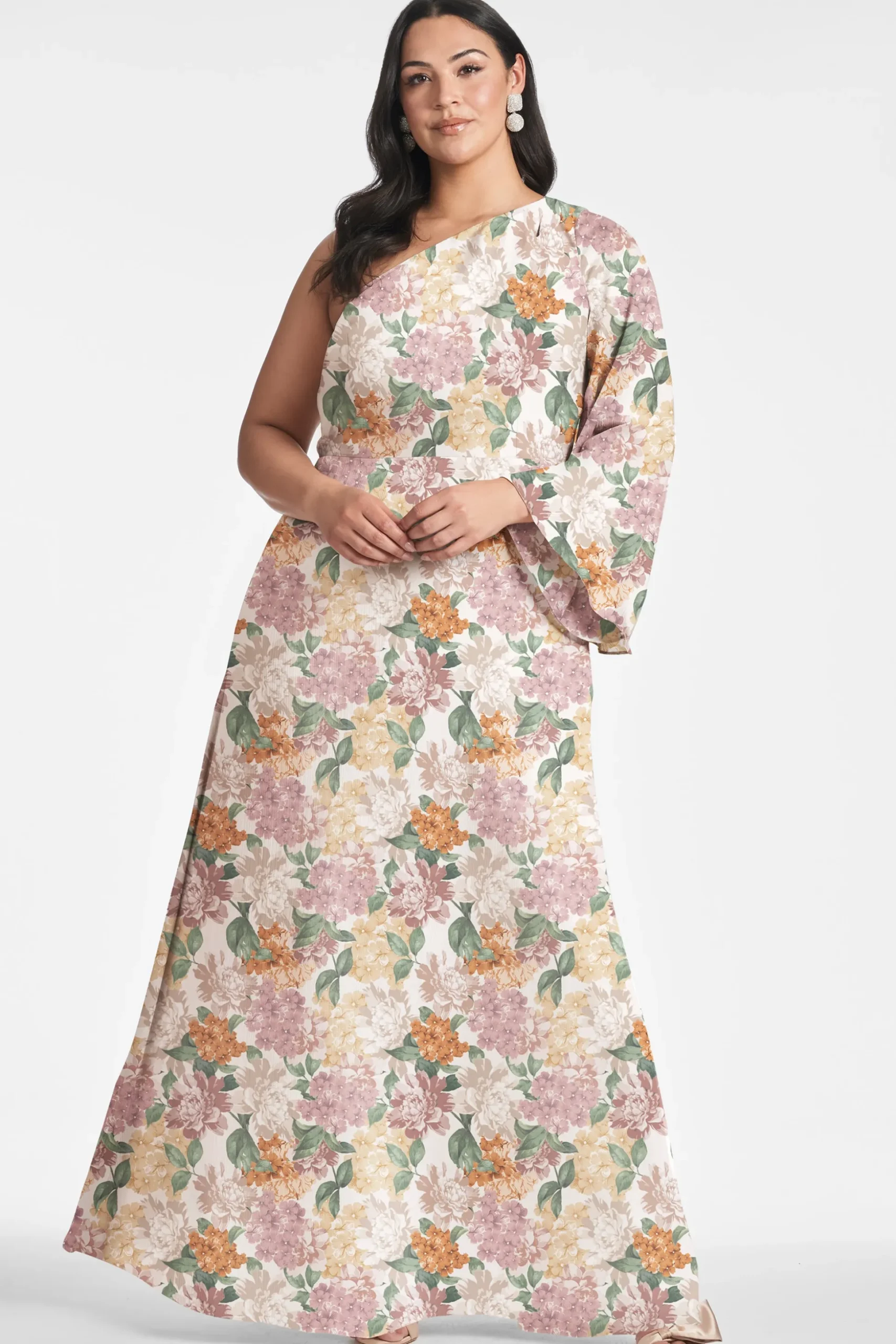 Sachin & Babi Plus Sizes|One Shoulder<Keely Gown - Antique Bouquet Antiquebouquet