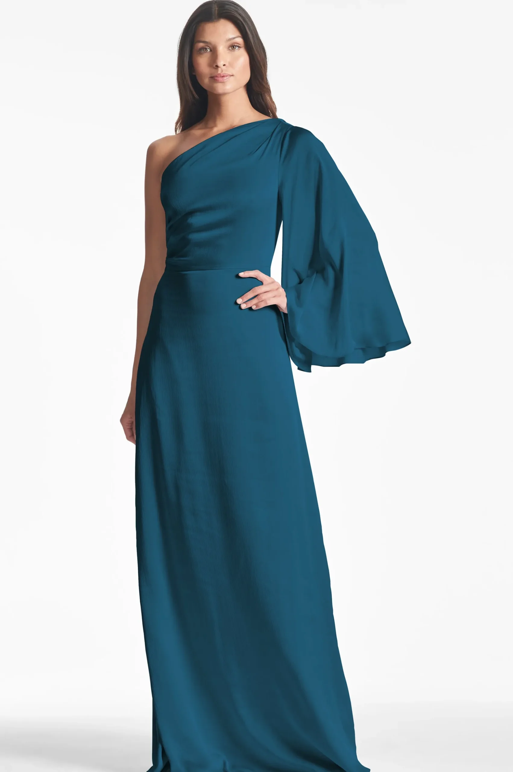 Sachin & Babi Long Sleeve|One Shoulder<Keely Gown - Bottle Green Bottlegreen