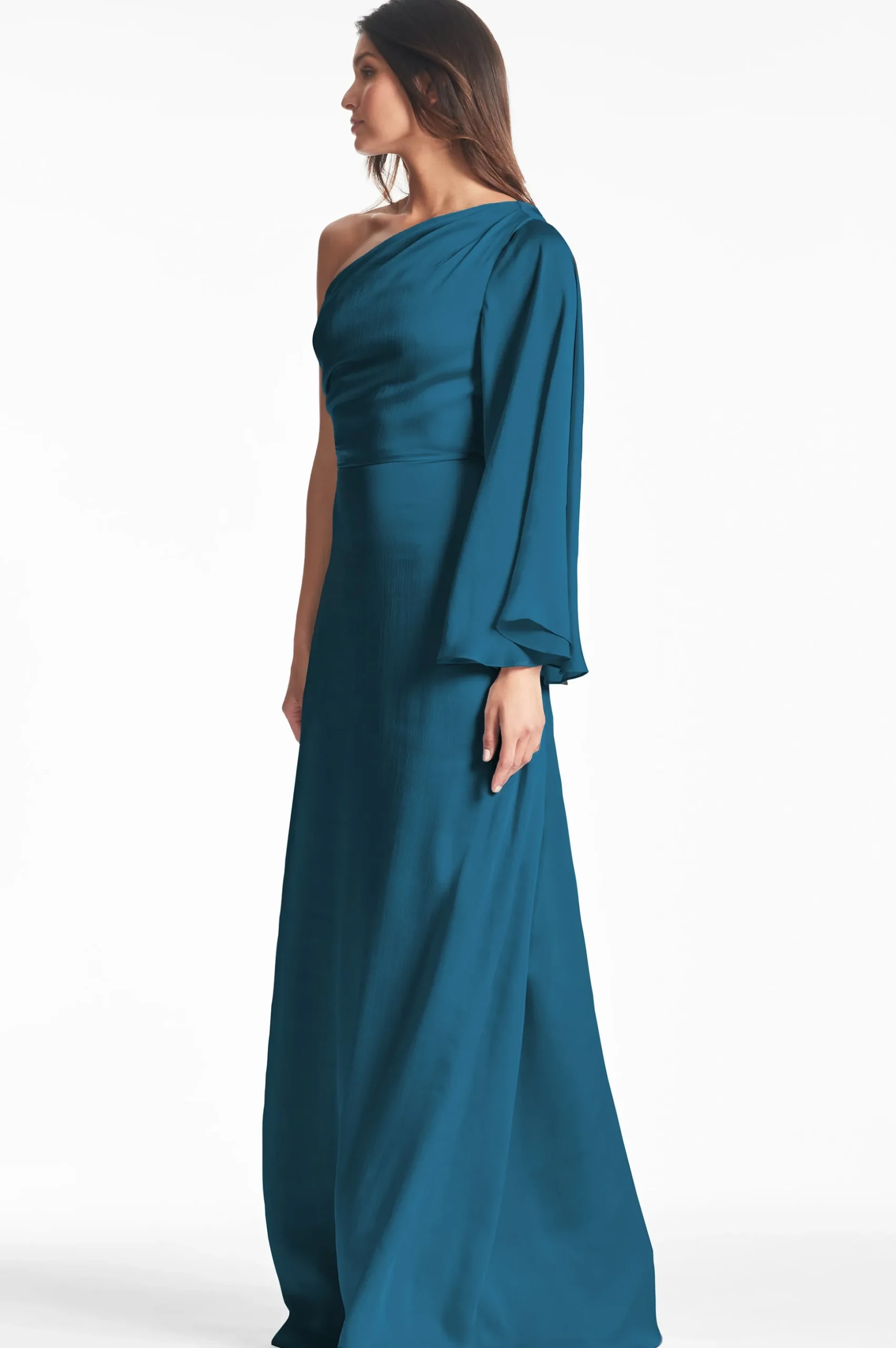 Sachin & Babi Long Sleeve|One Shoulder<Keely Gown - Bottle Green Bottlegreen
