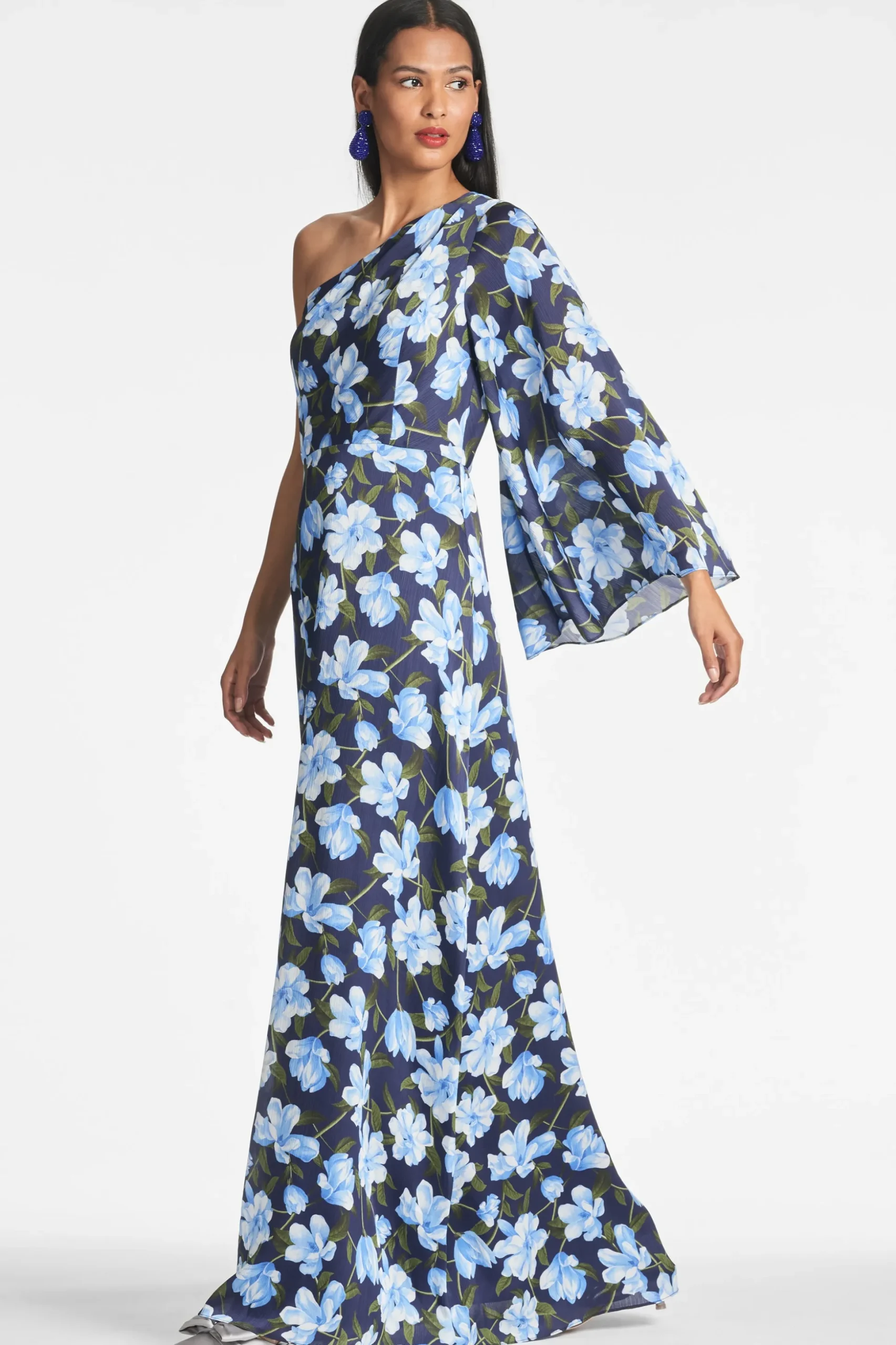 Sachin & Babi Plus Sizes|One Shoulder<Keely Gown - Ocean Blue Magnolia Oceanbluemagnolia