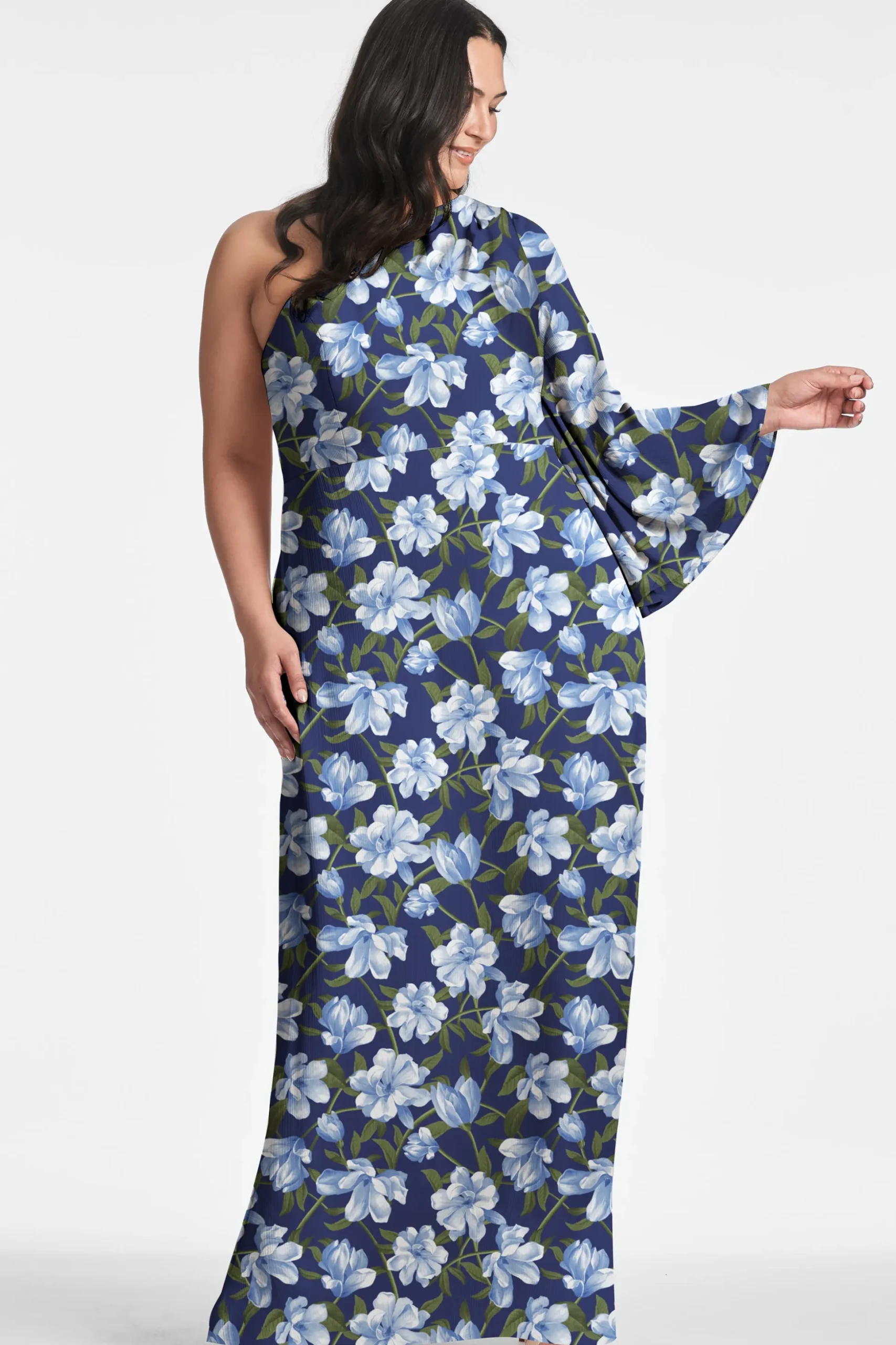 Sachin & Babi Plus Sizes|One Shoulder<Keely Gown - Ocean Blue Magnolia Oceanbluemagnolia