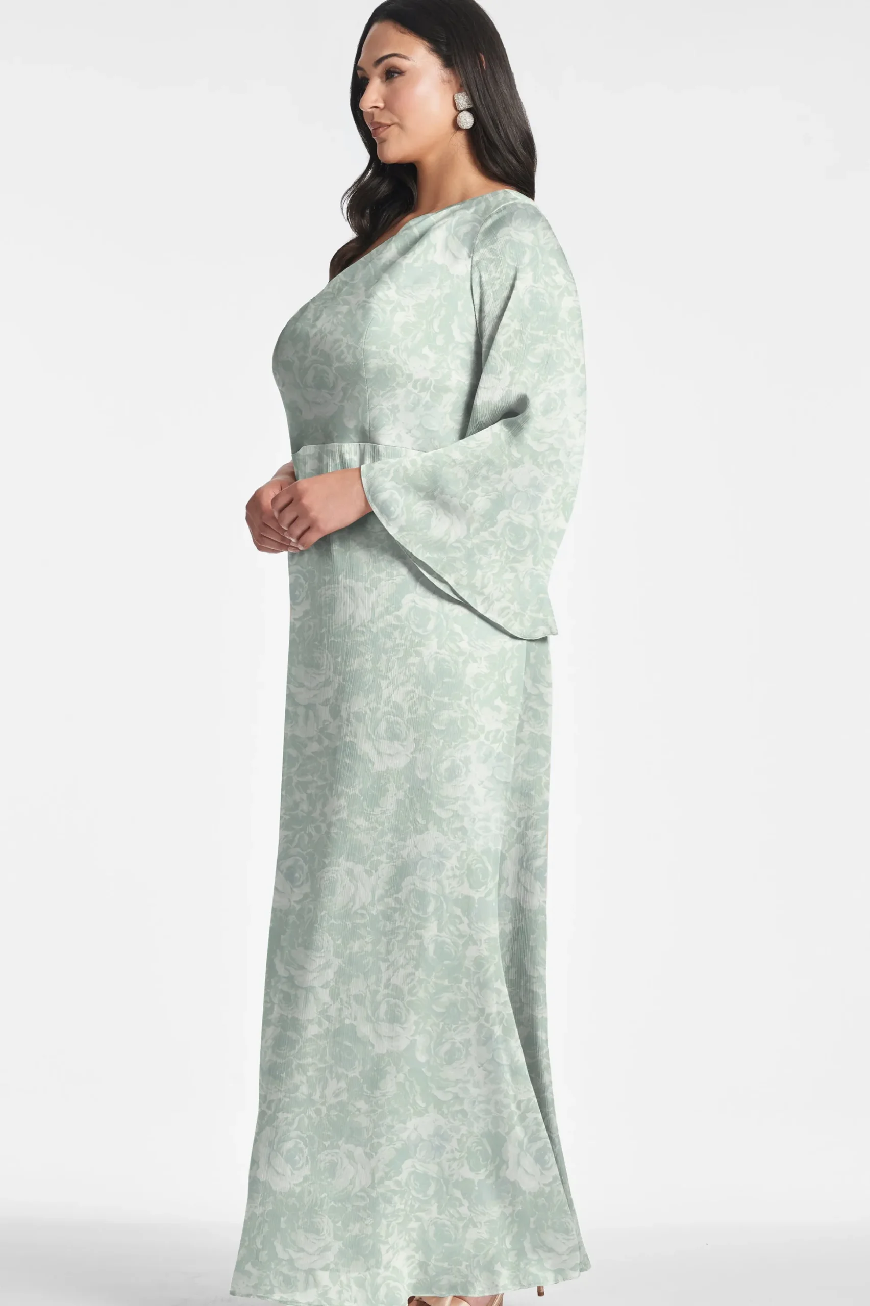 Sachin & Babi One Shoulder<Keely Gown - Sage Painted Floral Sagepaintedfloral