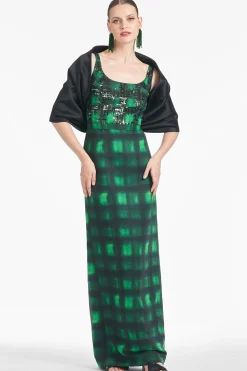 Sachin & Babi Sleeveless<Lana Gown - Emerald Shibori Emeraldshobori
