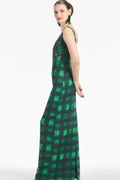 Sachin & Babi Sleeveless<Lana Gown - Emerald Shibori Emeraldshobori