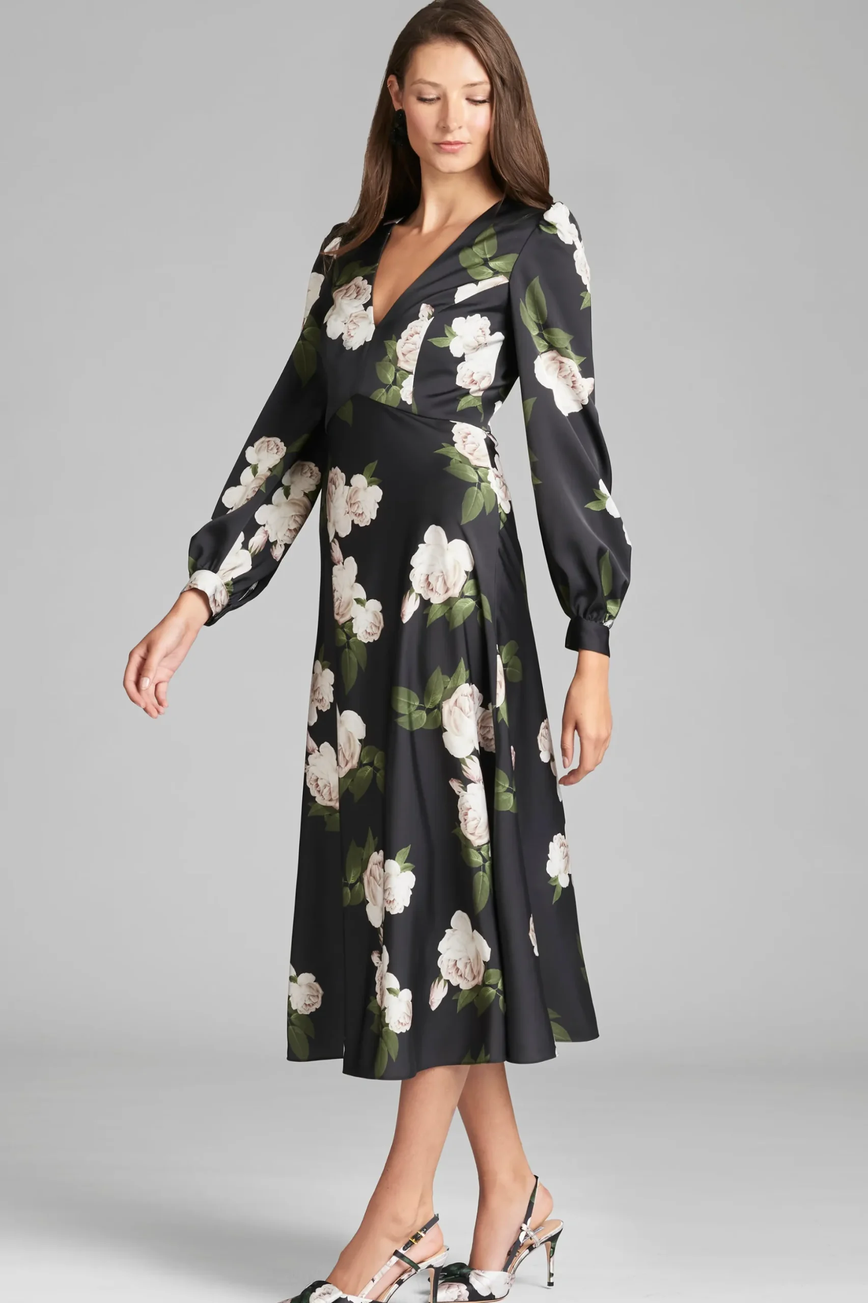 Sachin & Babi A-line|Midi<Lola Dress - Obsidian Blooms Obsideonblooms