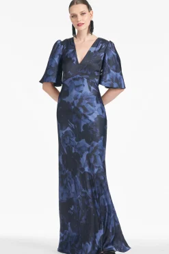 Sachin & Babi Short Sleeve<Mae Gown - Deep Ocean Bouquet Deepoceanbouquet
