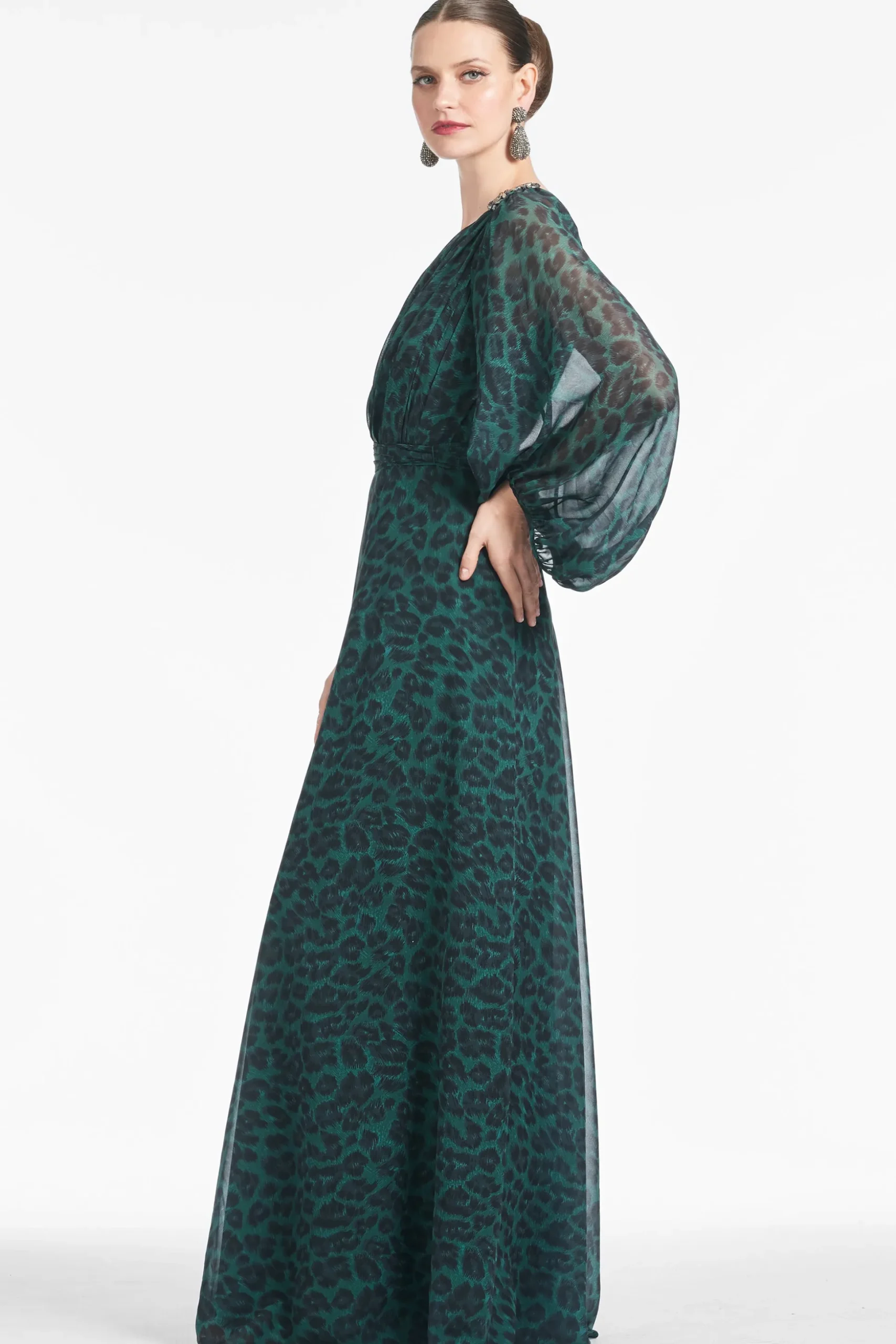 Sachin & Babi One Shoulder<Makayla Gown - Emerald Big Cat Emeraldbigcat