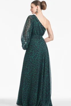 Sachin & Babi One Shoulder<Makayla Gown - Emerald Big Cat Emeraldbigcat