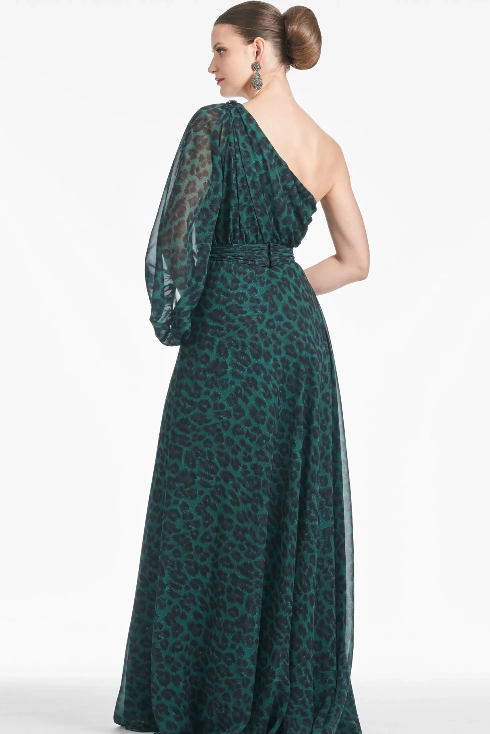 Sachin & Babi One Shoulder<Makayla Gown - Emerald Big Cat Emeraldbigcat