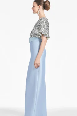 Sachin & Babi Short Sleeve<Marlene Gown - Silver/Glacial Blue Silverglacialblue