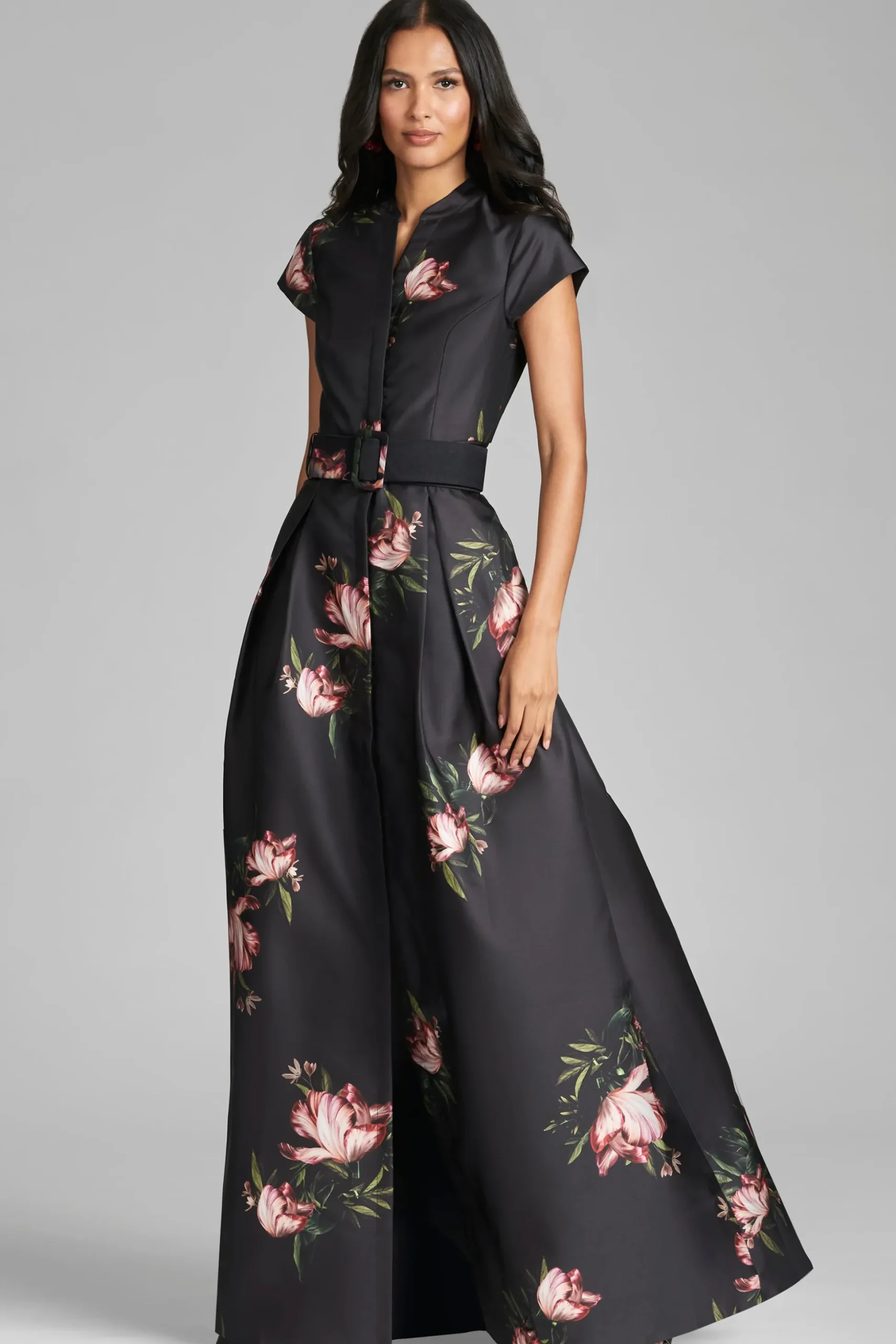 Sachin & Babi Cap Sleeve<Marta Gown - Noir Blossom Noirblossom