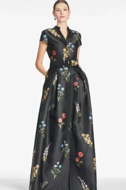 Sachin & Babi Plus Sizes|Short Sleeve<Marta Gown - Noir Bouquet Noirbouquet