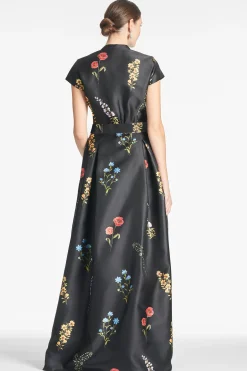 Sachin & Babi Plus Sizes|Short Sleeve<Marta Gown - Noir Bouquet Noirbouquet