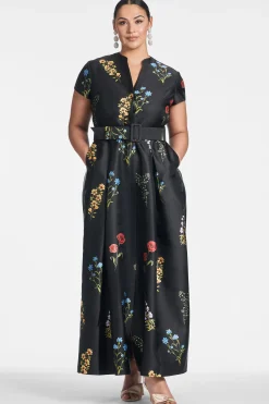 Sachin & Babi Plus Sizes|Short Sleeve<Marta Gown - Noir Bouquet Noirbouquet