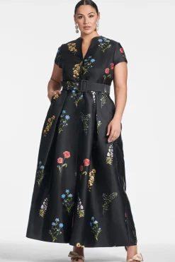 Sachin & Babi Plus Sizes|Short Sleeve<Marta Gown - Noir Bouquet Noirbouquet