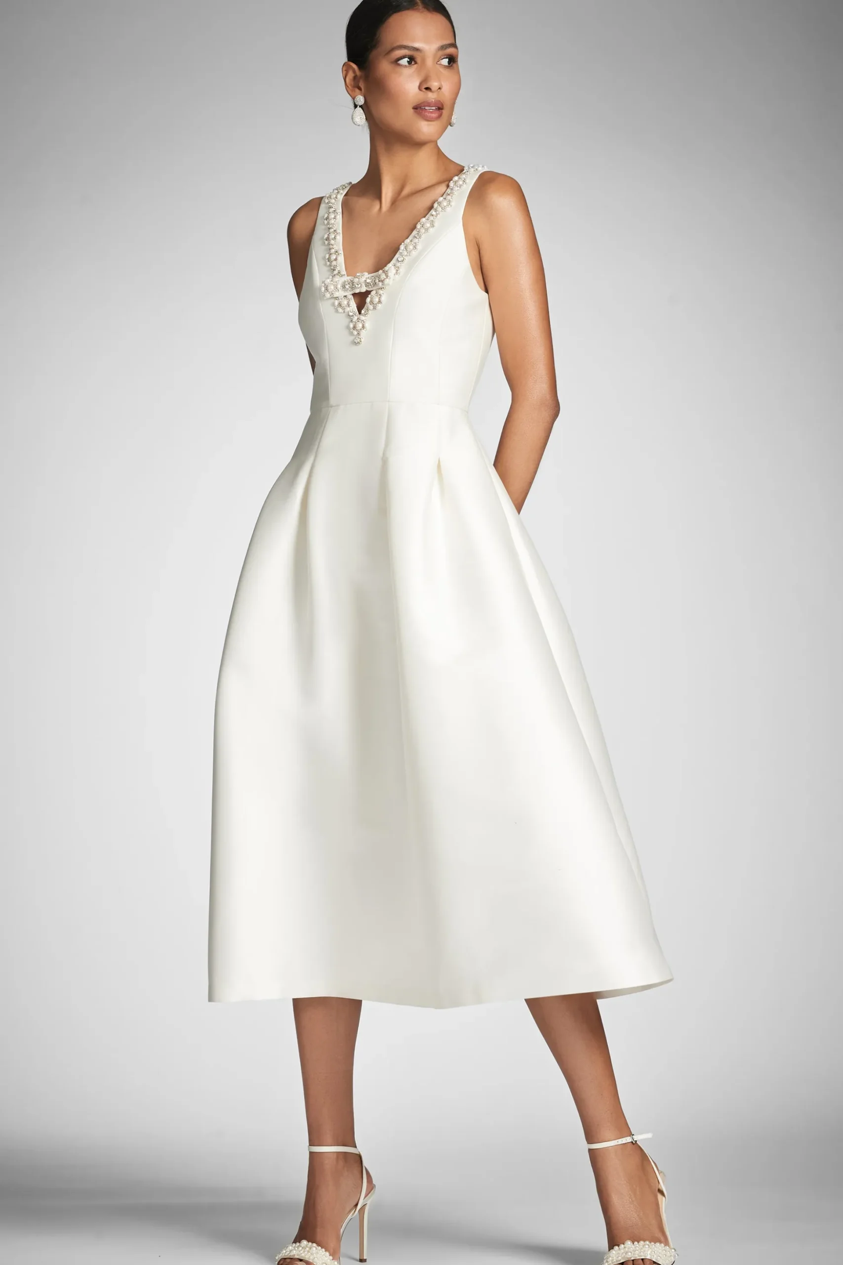 Sachin & Babi Fit & Flare|Midi<Millie Dress - Off White Offwhite