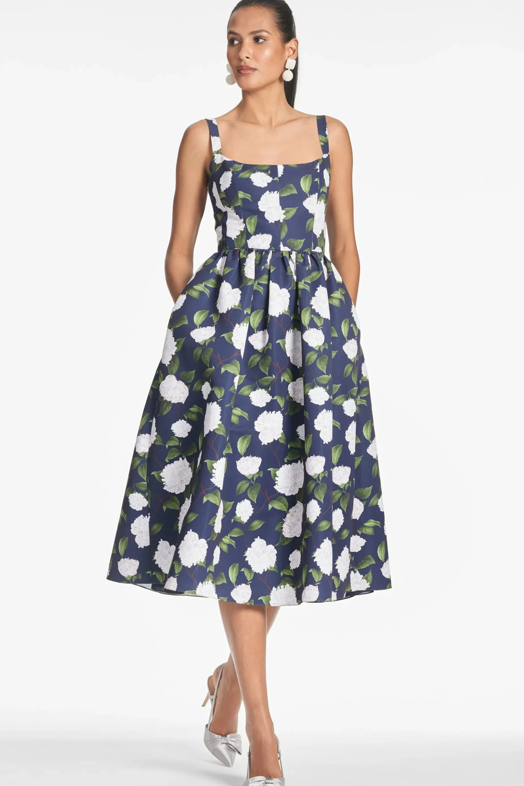 Sachin & Babi Fit & Flare|Midi<Olena Dress - Navy/Ivory Moonlit Garden Navy/ivorymoonlitgarden